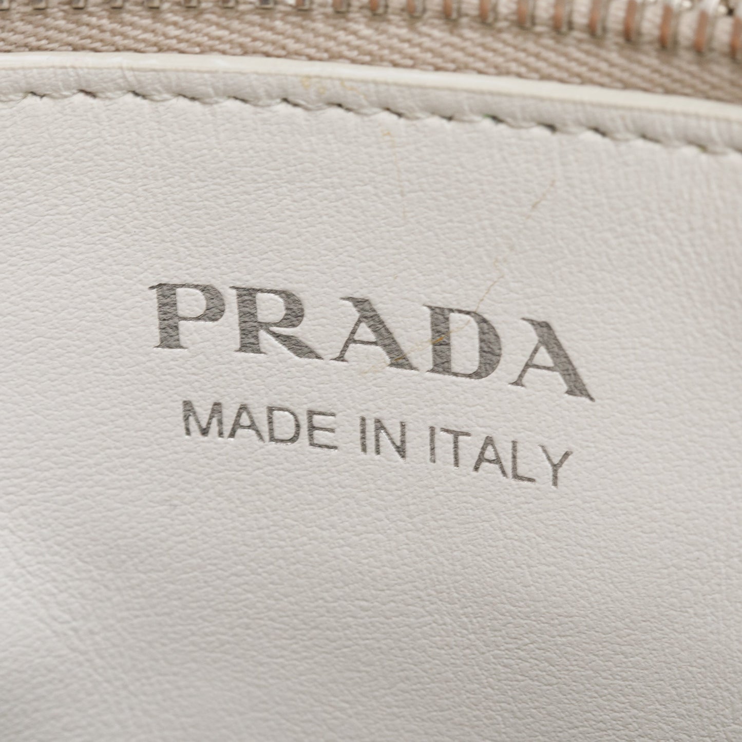 Prada White Soft Calf Impunture Diagramme Tote
