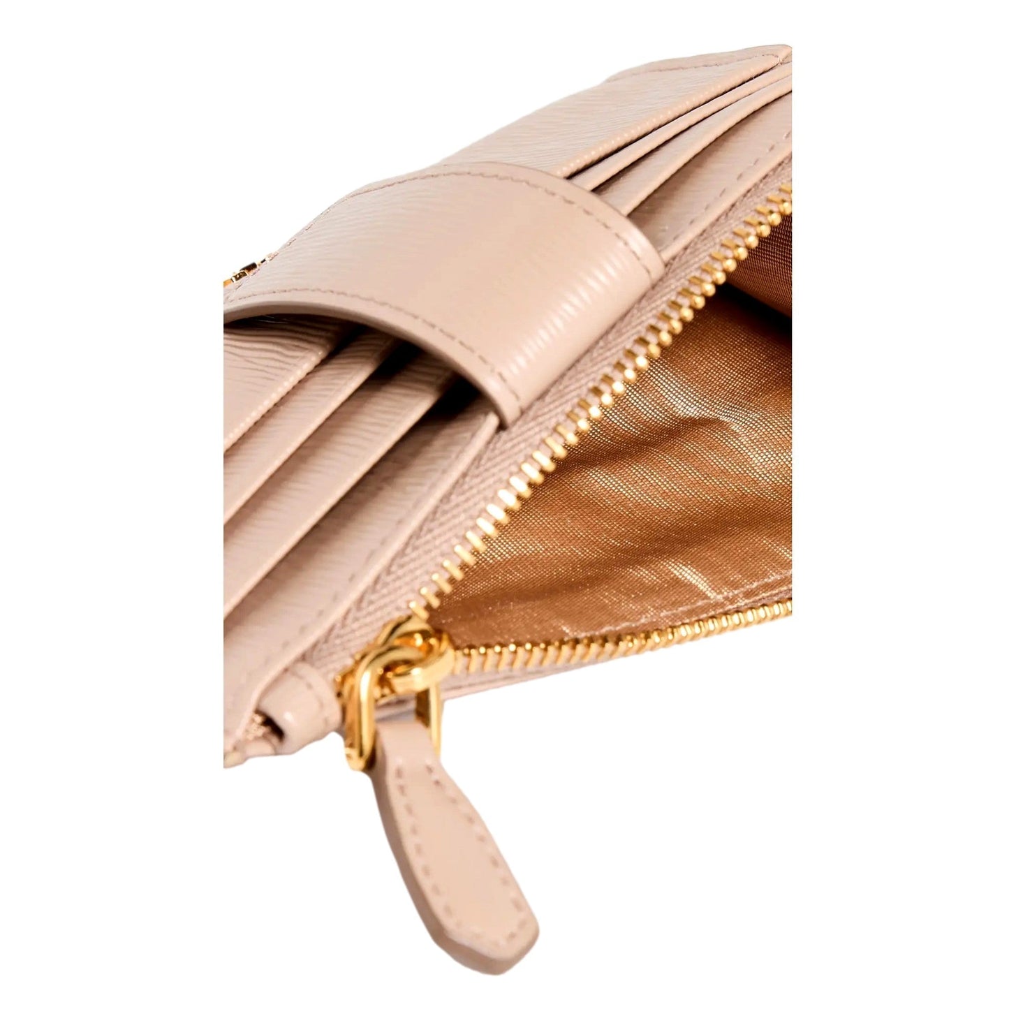 Luxury PradaVitello Move Card Holder Wallet Cipria Beige Leather Logo Plaque