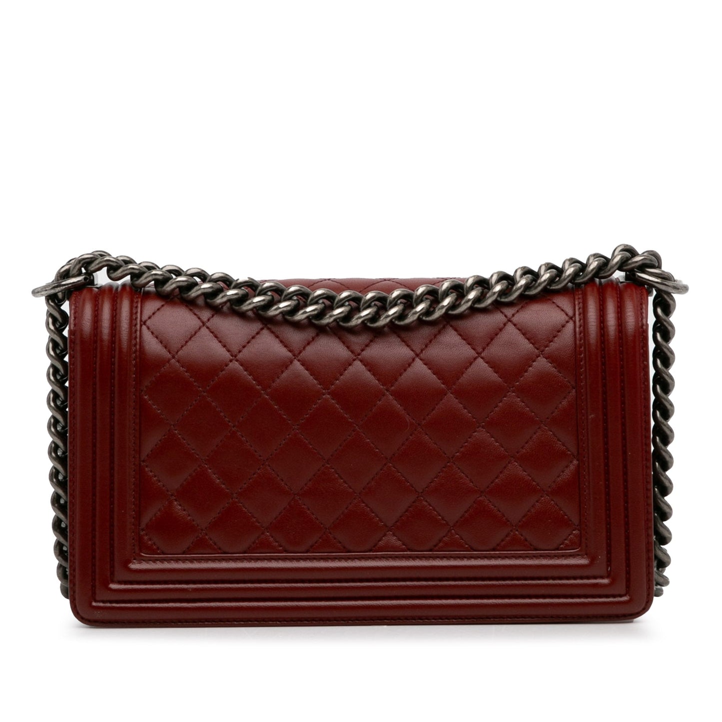Luxury Chanel Boy Flap Bag Medium Red Lambskin Ruthenium