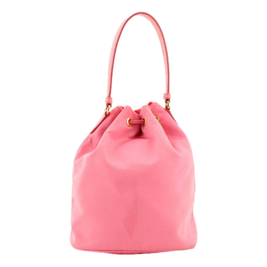 Luxury PradaRe-Nylon Saffiano Duet Bucket Crossbody Bag Small Begonia Pink