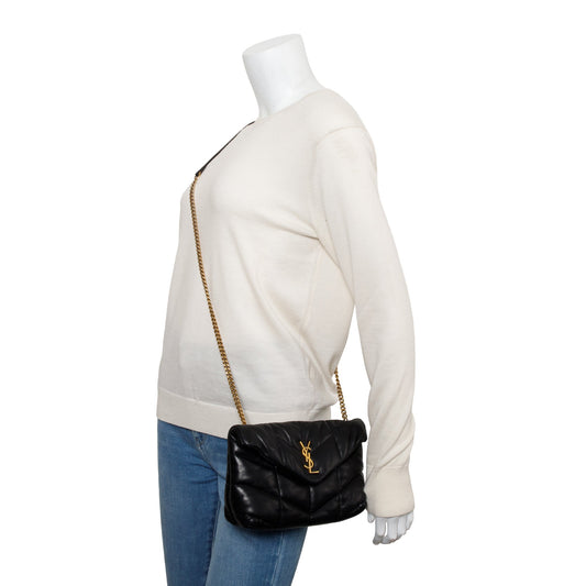 Saint Laurent 2020 Black Leather Toy Puffer Loulou Shoulder Bag