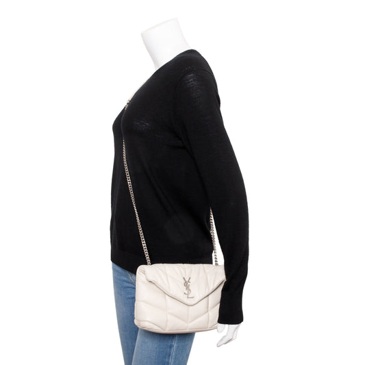 Saint Laurent 2020 White Nappa Leather Toy Puffer Loulou Shoulder Bag