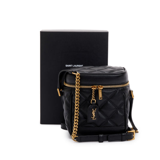 Saint Laurent 2022 Black Grain de Poudre Leather 80's Vanity Bag
