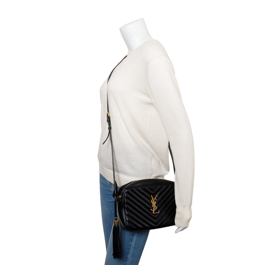 Saint Laurent 2022 Black Quilted Leather Lou Camera Bag