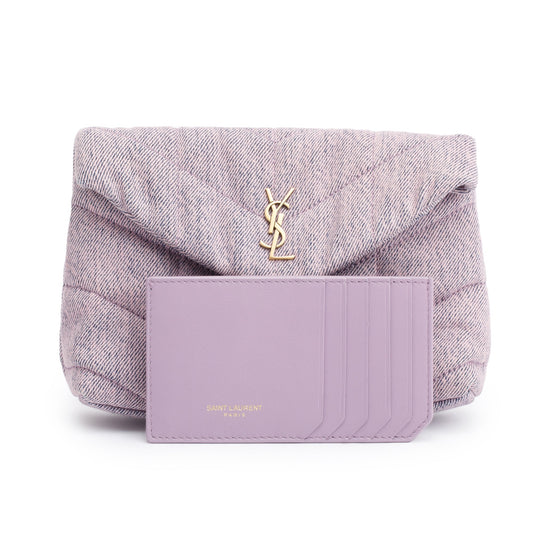 Saint Laurent 2022 Purple Denim Small Puffer Pouch