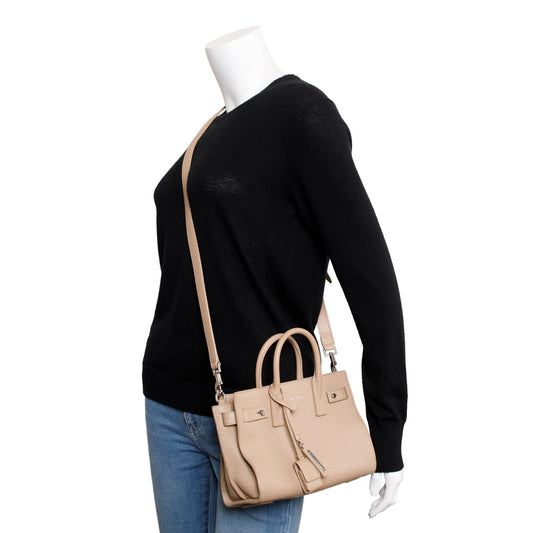 Saint Laurent Beige Grained Leather Nano Sac De Jour