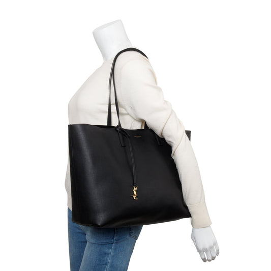 Saint Laurent Black Leather Large E/W Shopping Tote