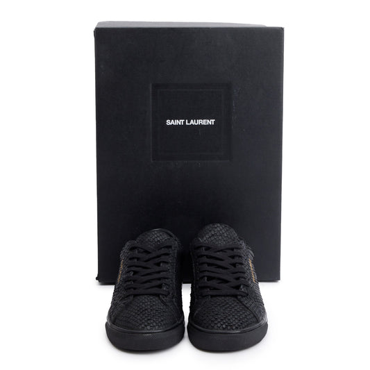 Saint Laurent Black Python Effect Calfskin Leather Andy Sneakers, Size 36