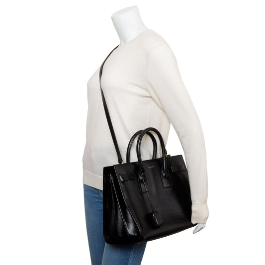 Saint Laurent Black Supple Leather Small Sac De Jour