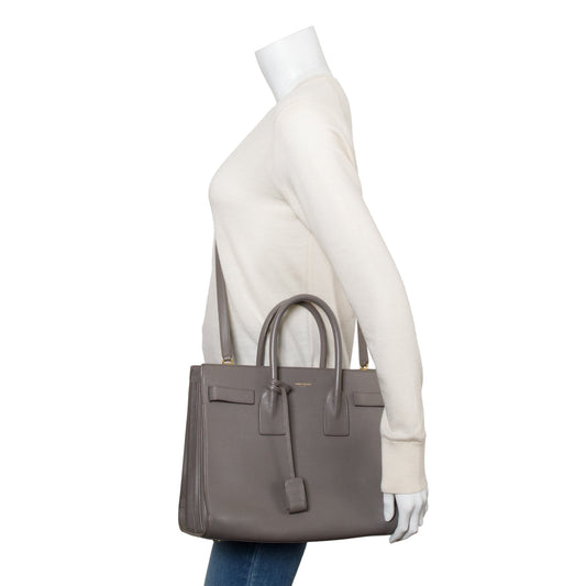 Saint Laurent Grey Leather Small Sac De Jour