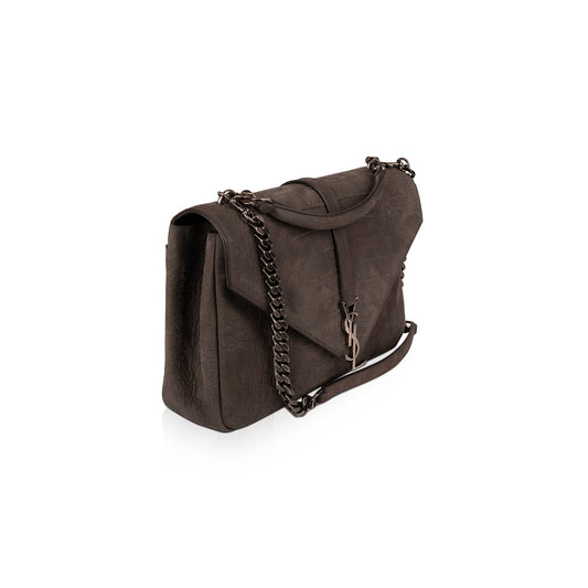 Saint Laurent Large Croc Embossed Nubuck College Bag