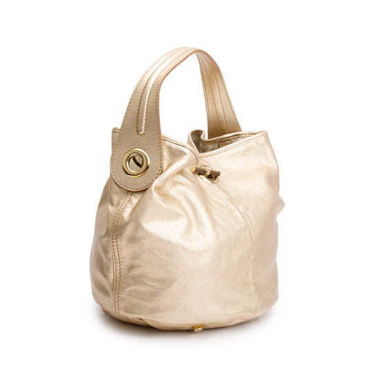 Saint Laurent Metallic Gold Patent Leather Capri Bucket Bag
