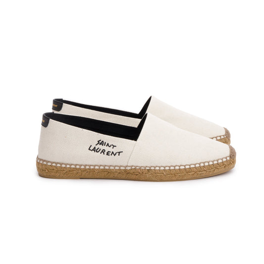 Saint Laurent Natural Beige Canvas Espadrilles, Size 45