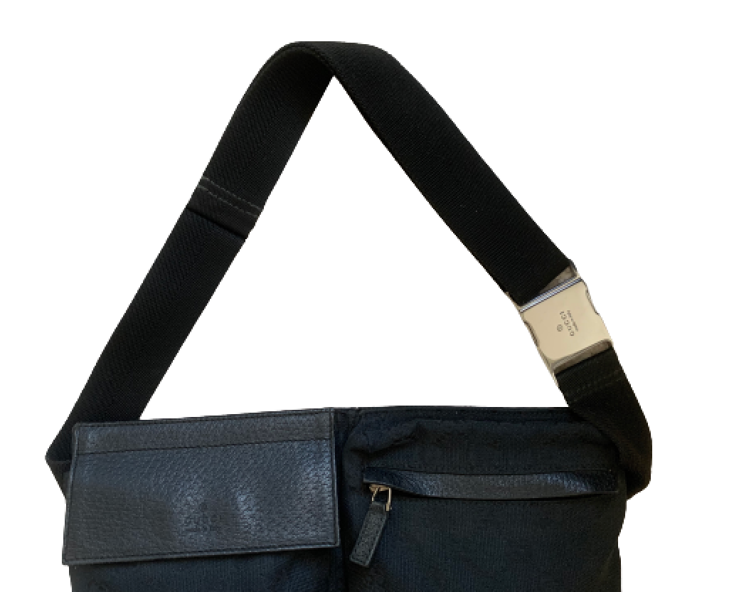 Luxury Gucci Black Jacquard Leather Bum Bag