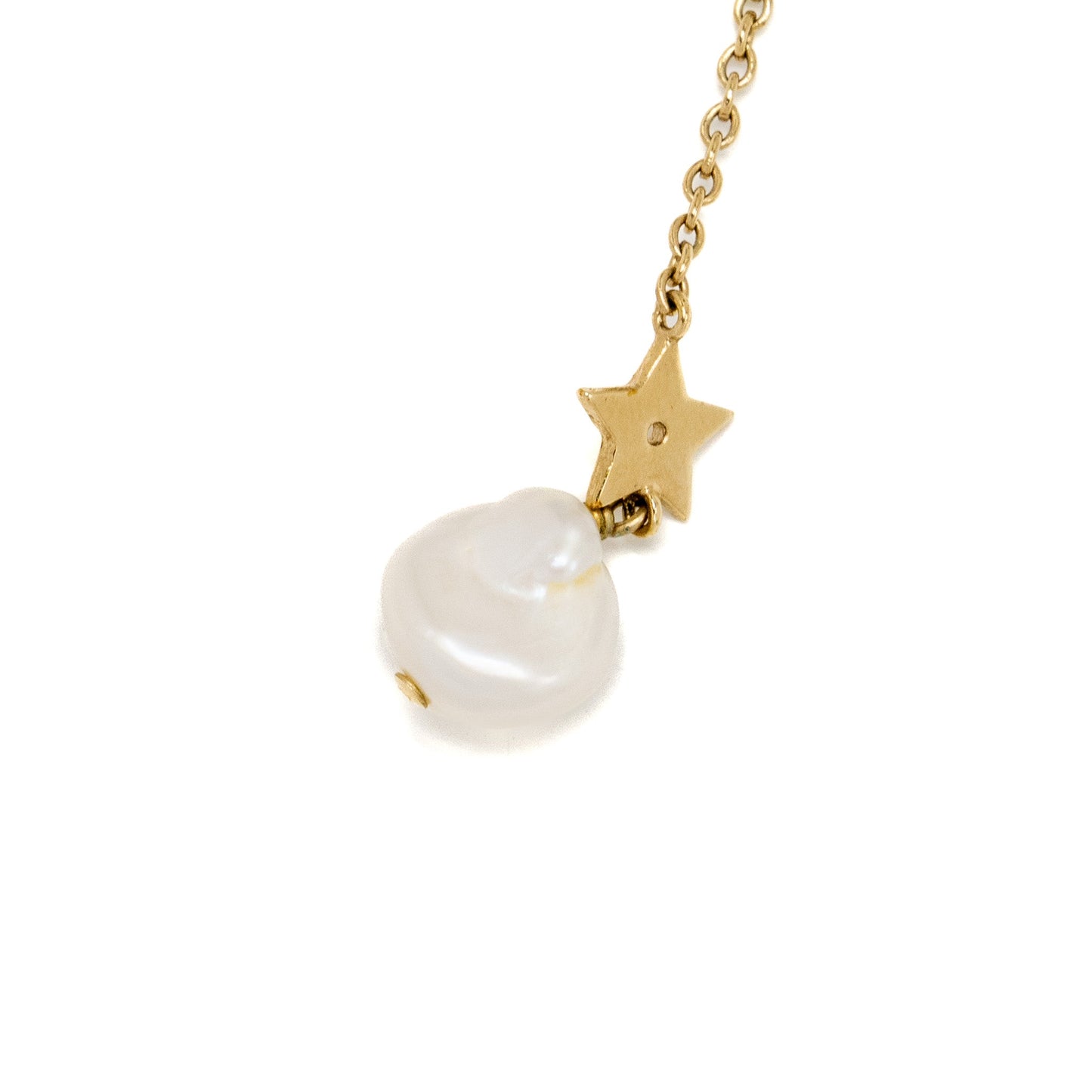 Luxury Dior CD Star and Pearl Drop Necklace Crystal Gold Tone