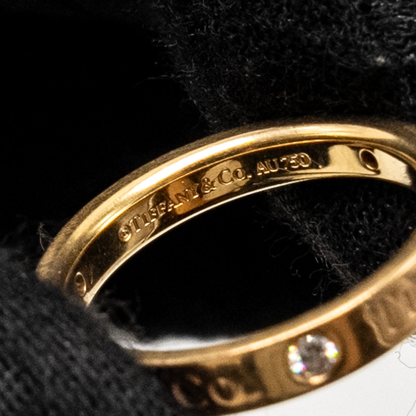 Tiffany Size~US5.5 3mm Band Ring 18K Rose Gold, Diamonds