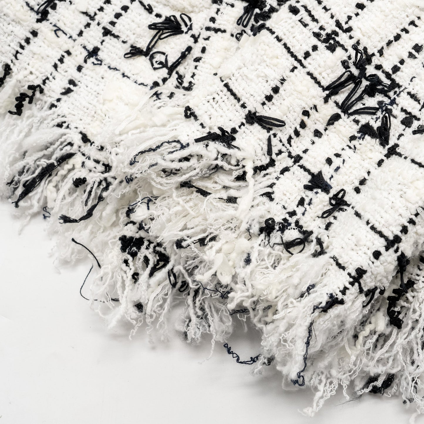 Chanel Size 34 Tassel Tweed Jacket Cotton White/Black
