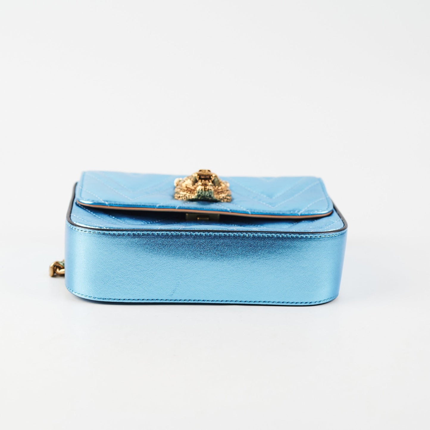 Luxury Gucci Trending 2025 Broadway Cat Tiger Metallic Blue Bag