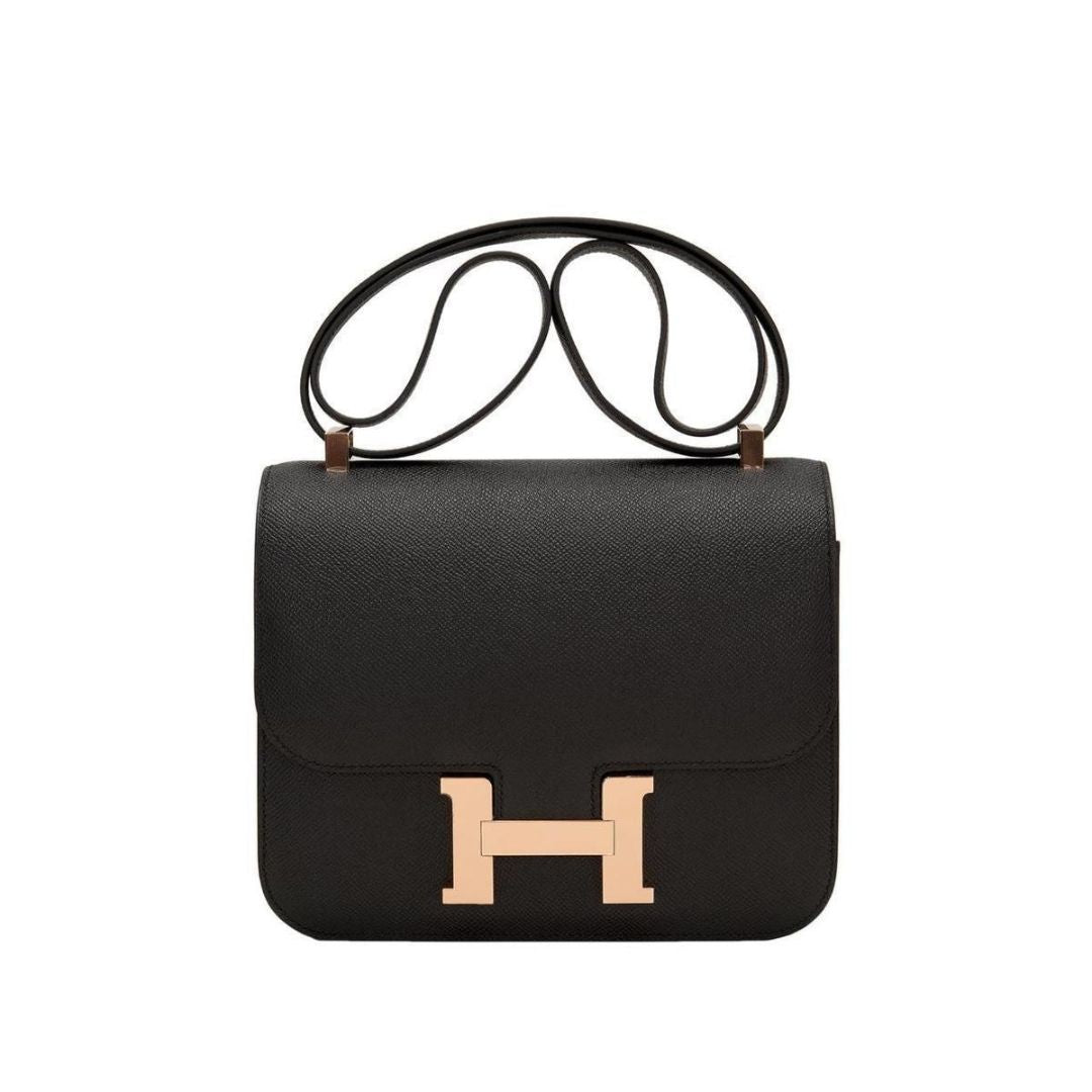 Luxury Hermes Constance Mini Epsom Noir Gold Hardware