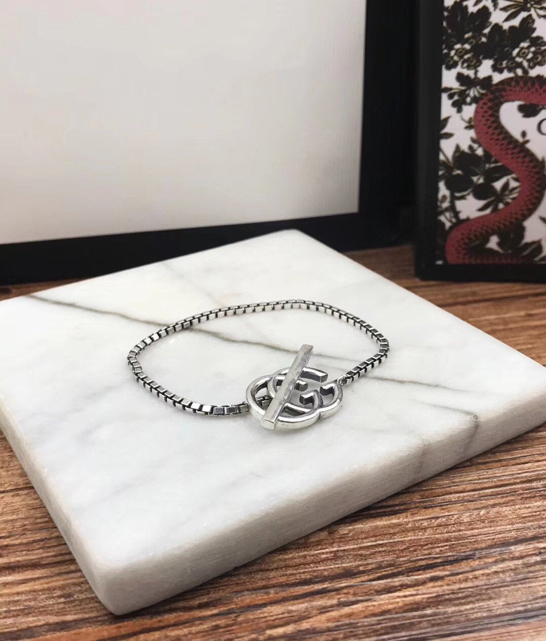 Luxury Gucci STERLING SILVER BRITT GG DOUBLE G BRACELET