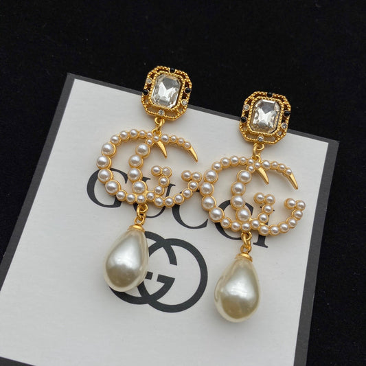 Luxury Gucci GG PEARL DROP EARRINGS