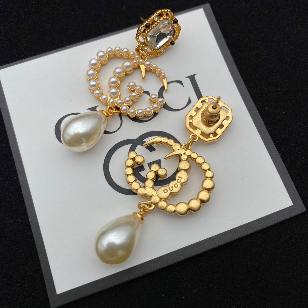 Luxury Gucci GG PEARL DROP EARRINGS
