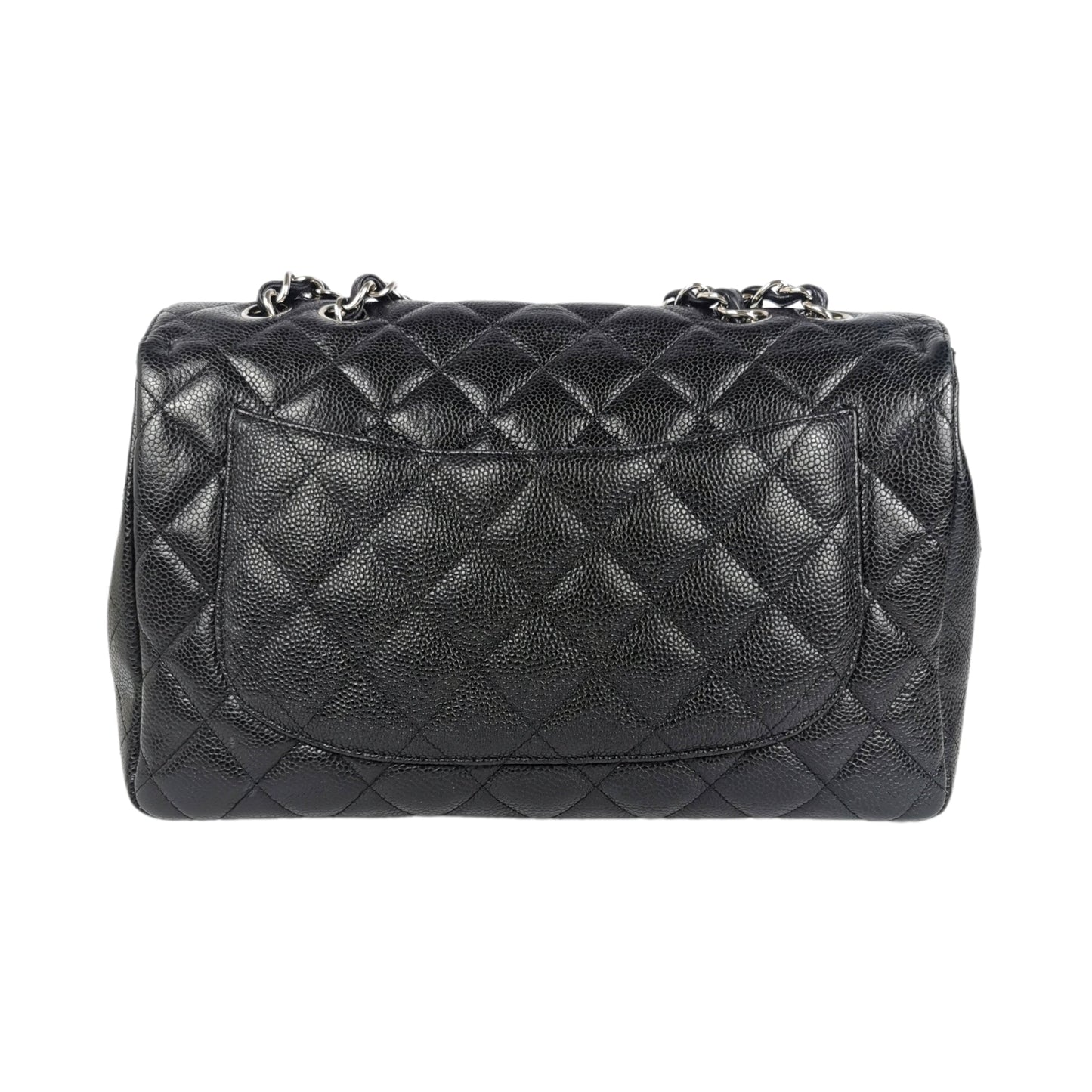 Luxury Chanel Classic Single Flap Black Caviar Silver