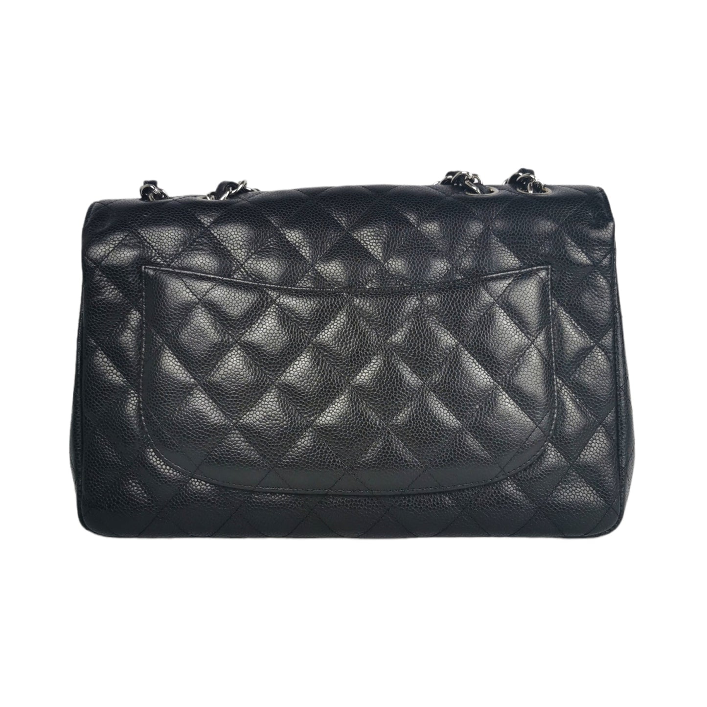 Luxury Chanel Classic Single Flap Jumbo Black Caviar Silver