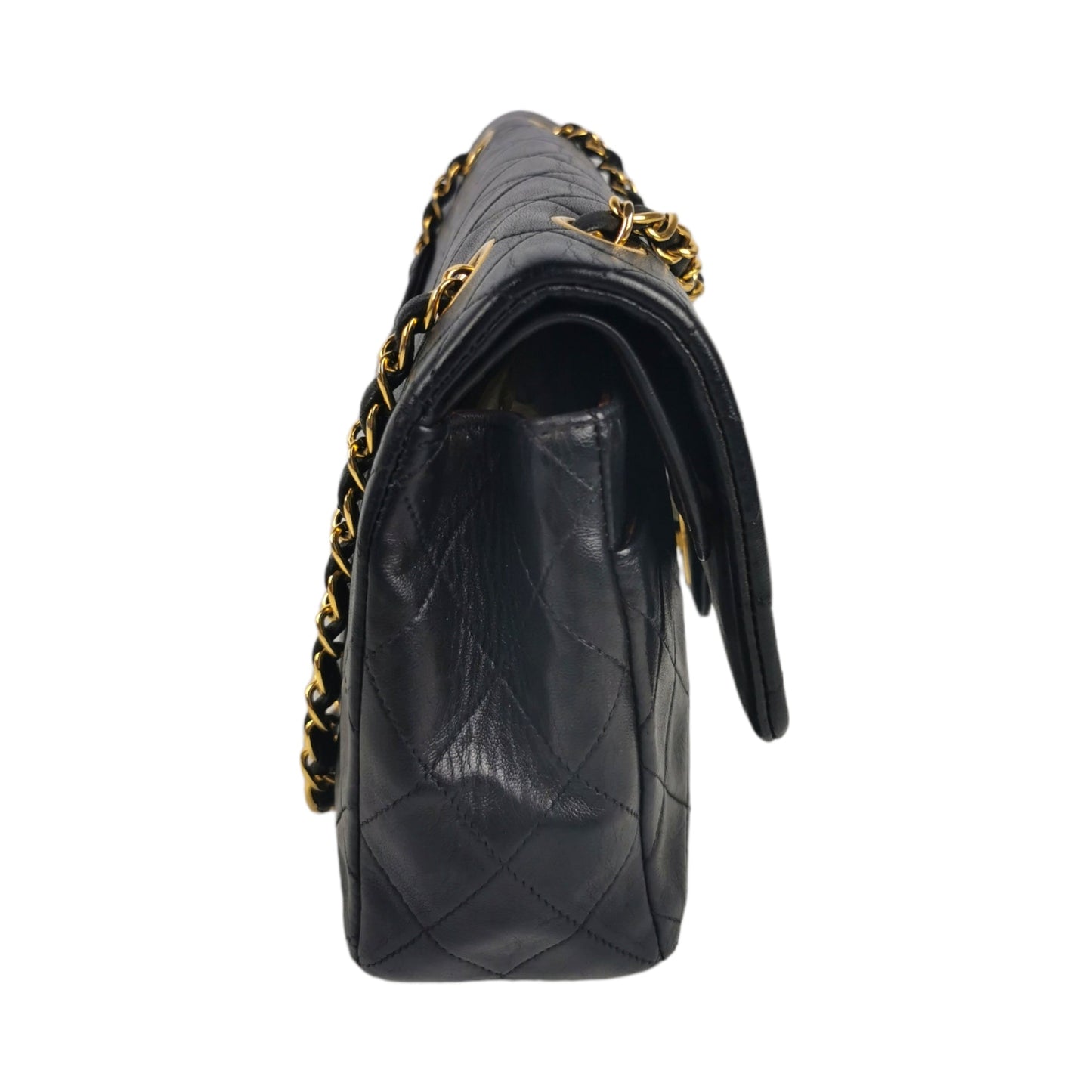 Luxury Chanel Classic Double Flap Medium Black Lambskin Gold