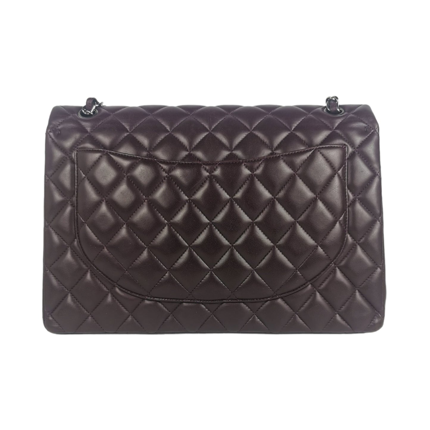Luxury Chanel Classic Double Flap Maxi Purple Lambskin Silver