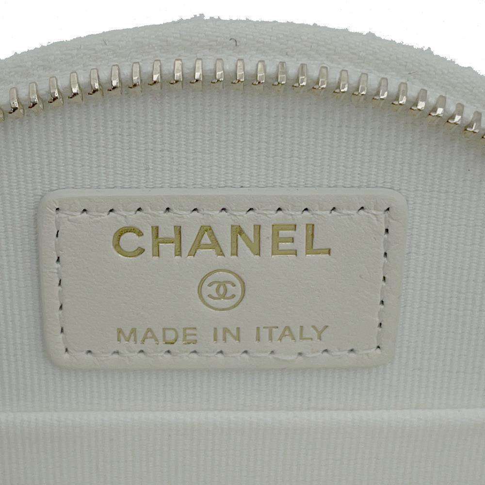 Chanel Caviar White Top Handle Small Round Vanity Case Gold Hardware,