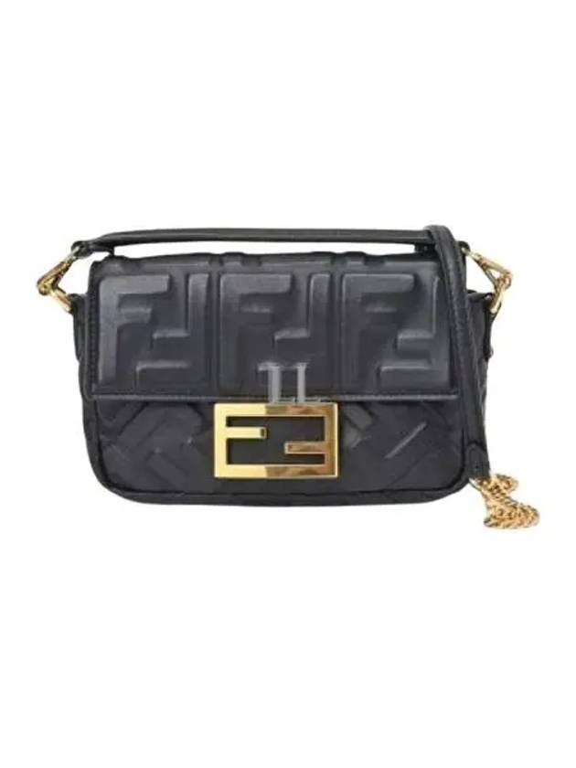 Luxury Fendi Baguette Chain Small Cross Bag Black