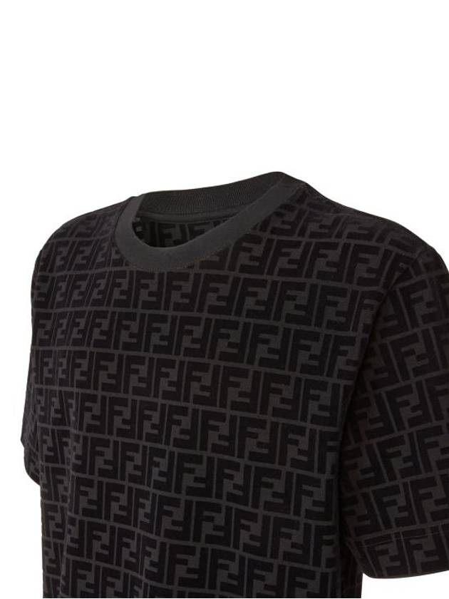 Luxury Fendi FF Logo Pique Short Sleeve T-Shirt Black