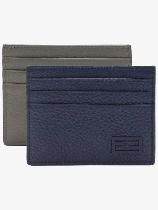 Luxury Fendi Leather Card Wallet Navy