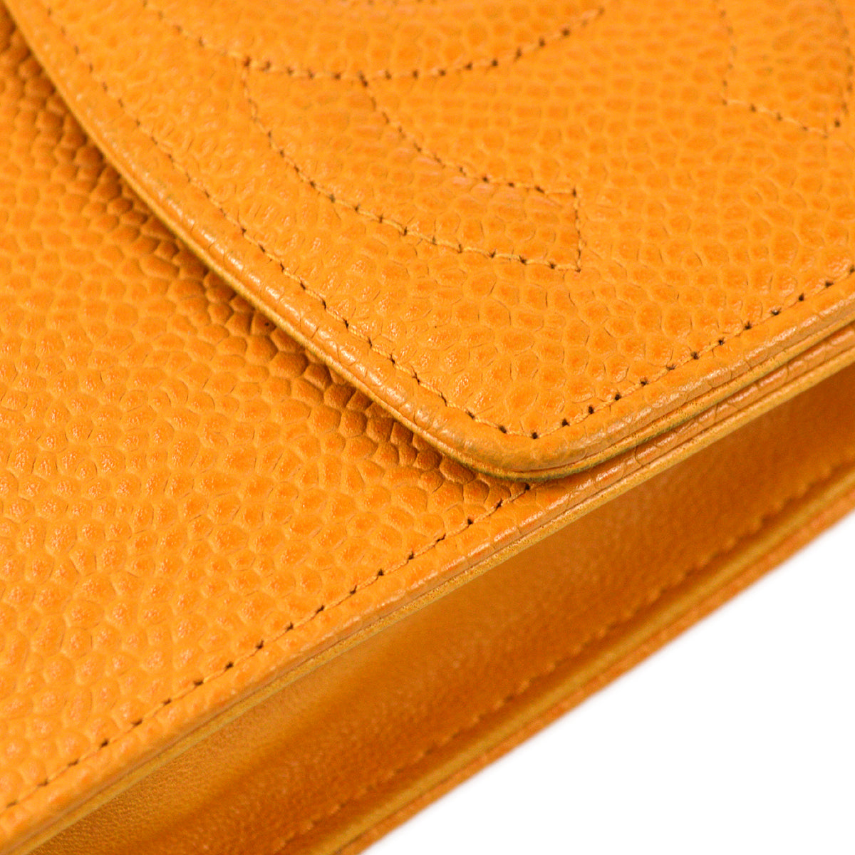 Luxury Chanel 1997-1999 Orange Caviar Timeless Phone Case
