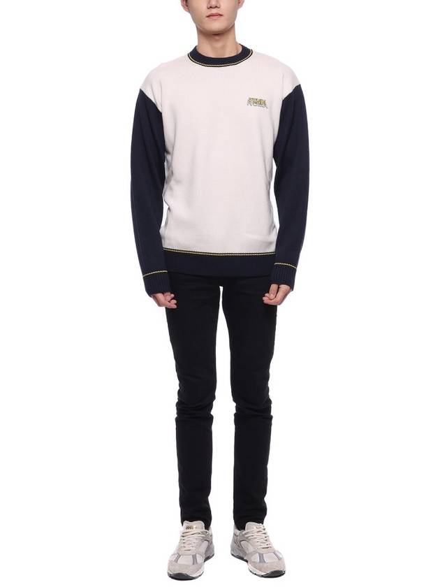 Luxury Fendi Logo Applique Knit Top Natural