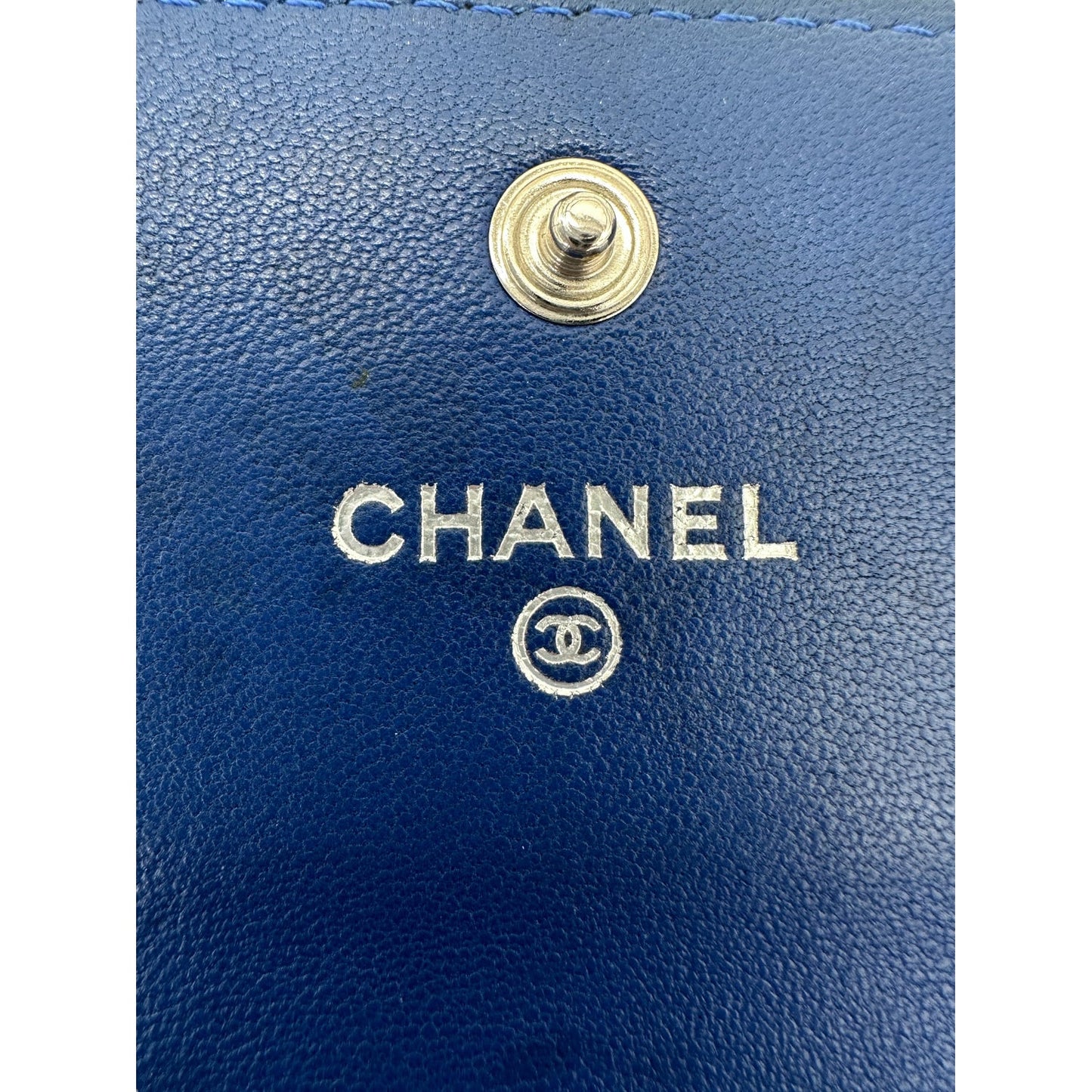 Luxury Chanel bag CC Flap Camellia Lambskin Long Wallet Blue