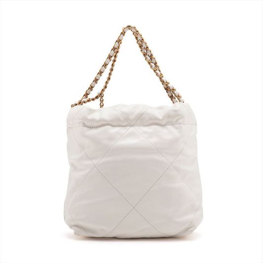 Chanel 22 Mini Leather Chain Shoulder Bag White G AS3980