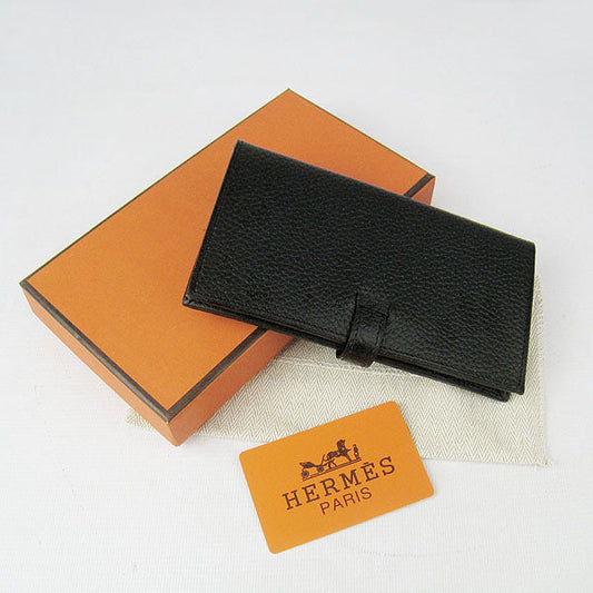 Luxury Hermes Wallet H015 Wallet Cow Leather Black