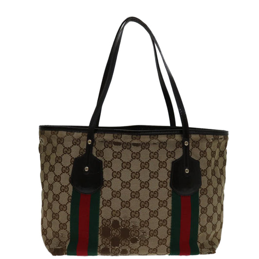 Luxury Gucci Trending 2025 GG Canvas Web Sherry Line Tote Bag Beige Red Green