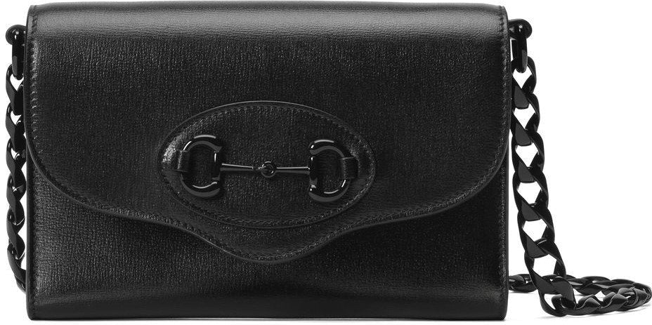 Luxury Gucci Trending 2025 Women's Leather Horsebit Mini Bag in Blck/Vrv | 724713AABE1