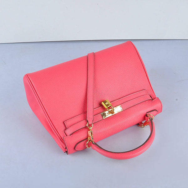Luxury Hermes Kelly 32cm Togo Leather Handbag 6108 Lip Pink Golden