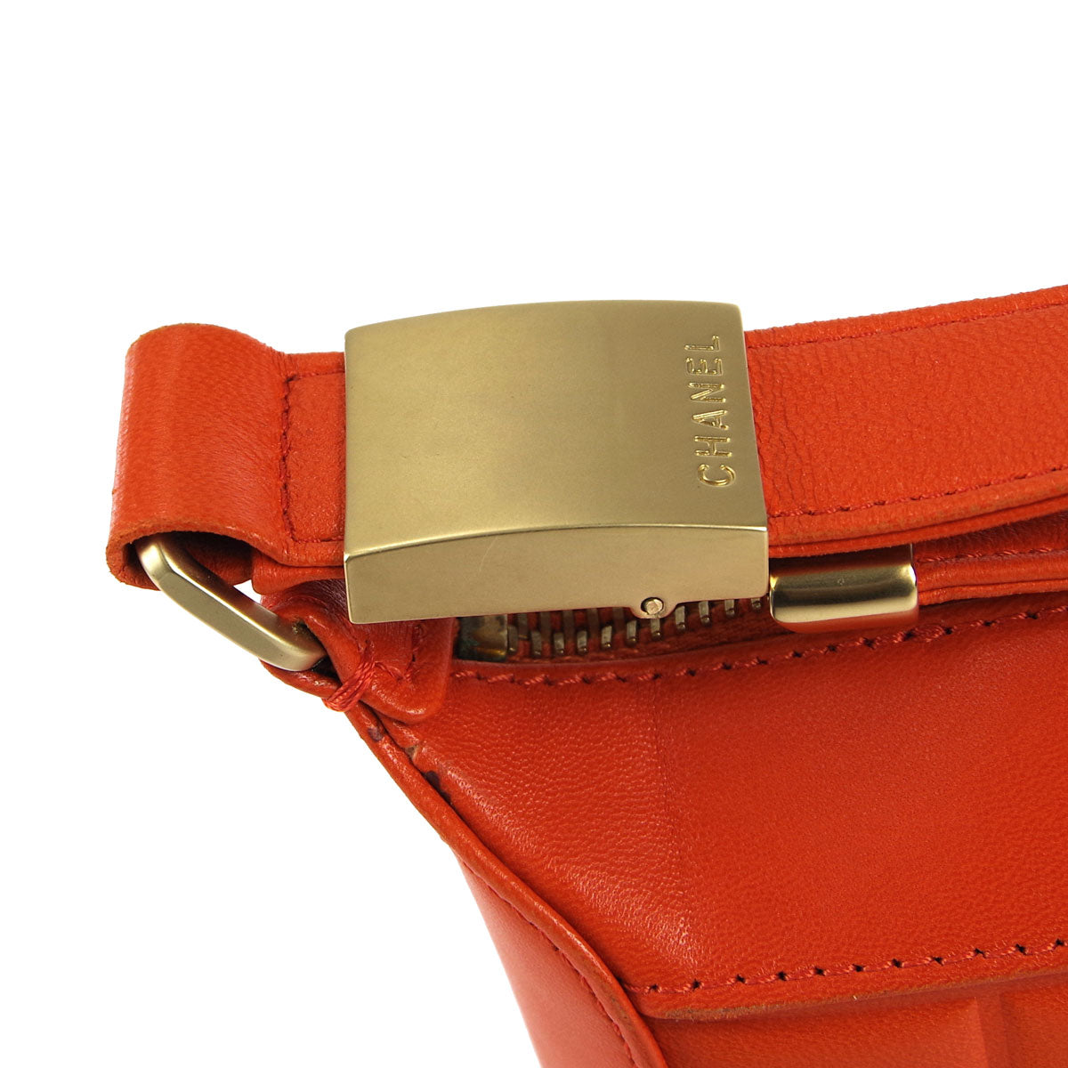 Luxury Chanel * 2003-2004 Orange Lambskin Choco Bar Shoulder Bag