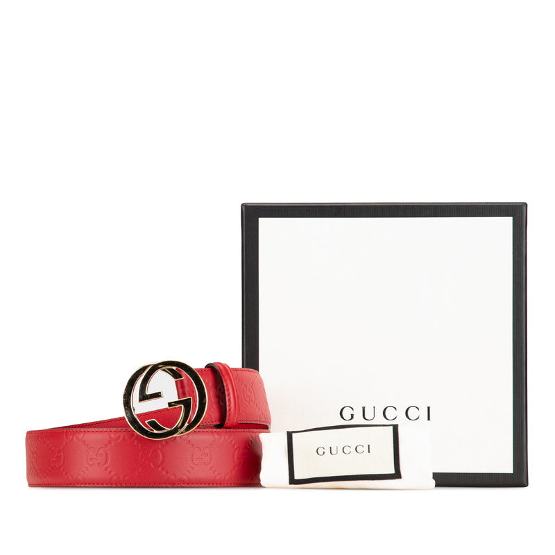 Gucci Interlocking G Leather Belt Red Gold
