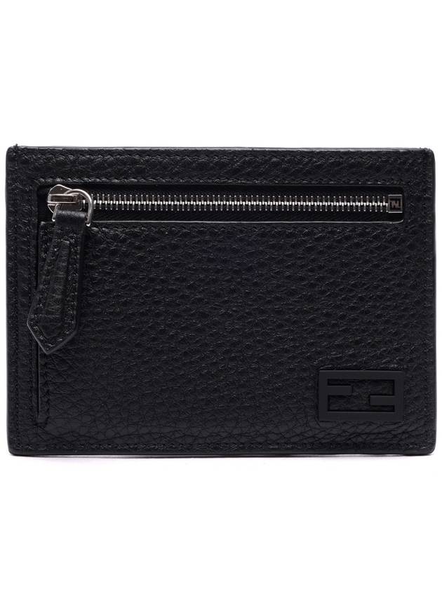 Luxury Fendi FF Baguette Zipper Card Wallet Black