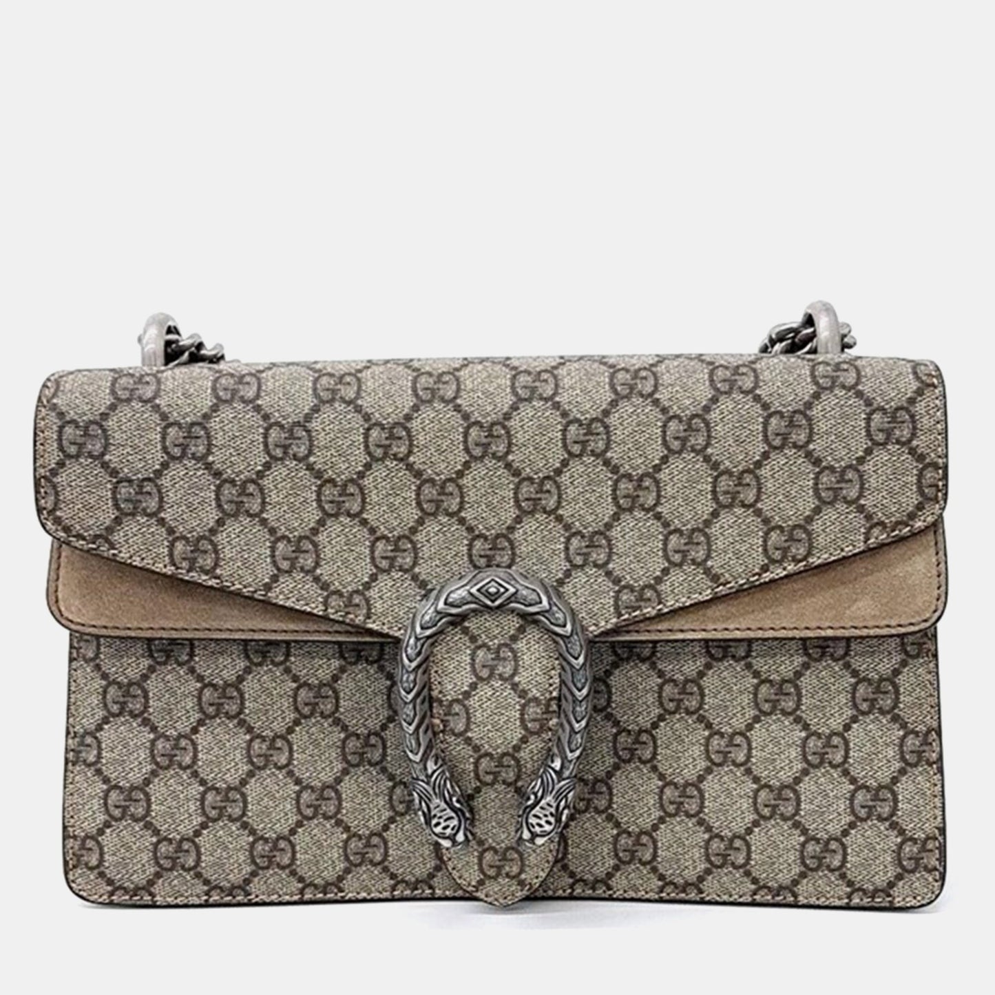 Luxury Gucci Trending 2025 Beige GG Supreme Canvas and Suede Small Dionysus Shoulder Bag