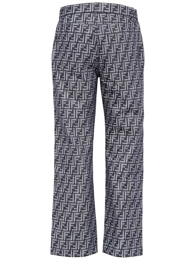 Luxury Fendi FF Detailed Straight Jeans Blue