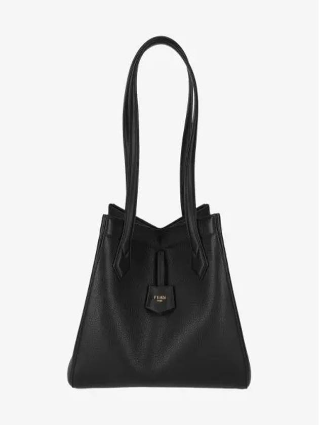 Luxury Fendi Origami Medium Leather Tote Bag Black