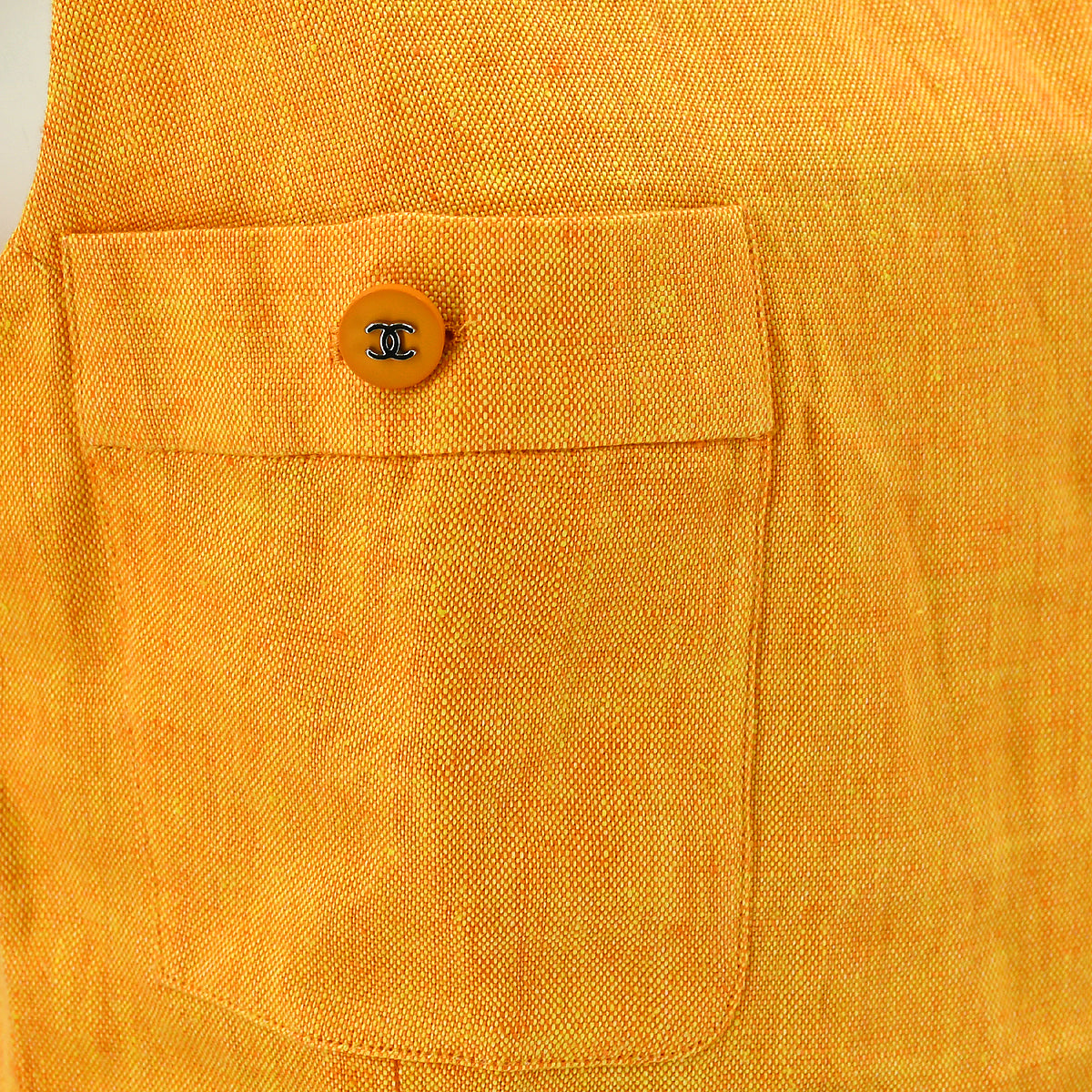 Luxury Chanel 1996 spring CC-buttons linen sleeveless dress #36
