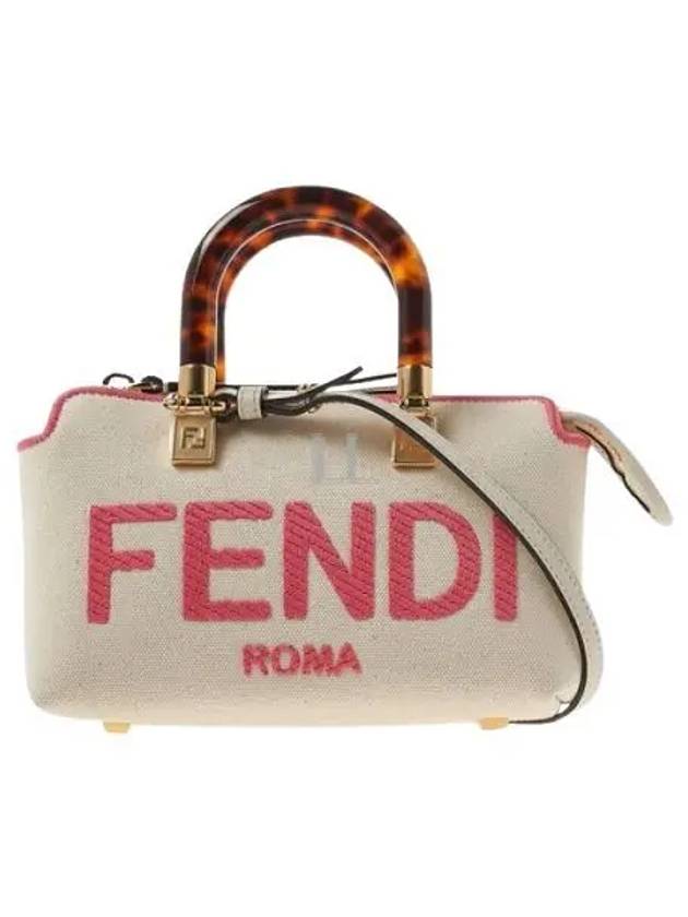 Luxury Fendi By The Way Small Canvas Tote Bag Red White